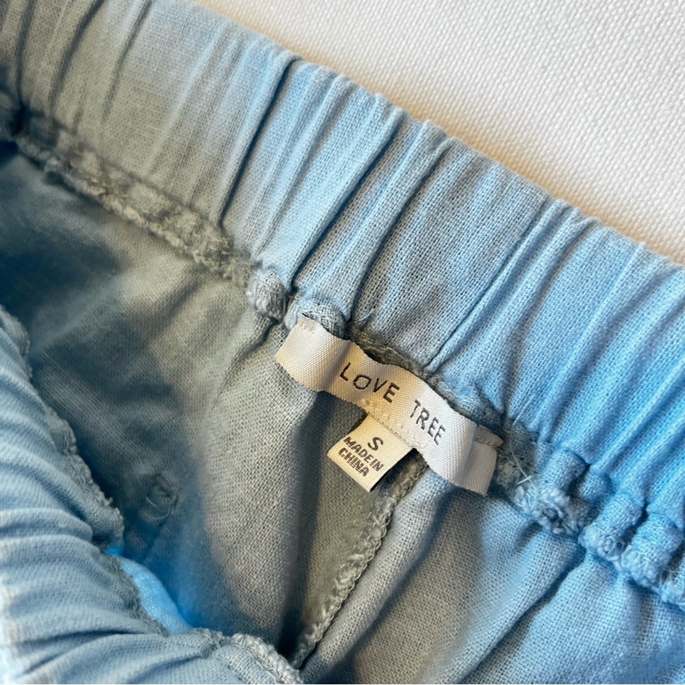 Love Tree pants Small Light blue Linen Viscose Tapered joggers Womens Pull on - Picture 6 of 8